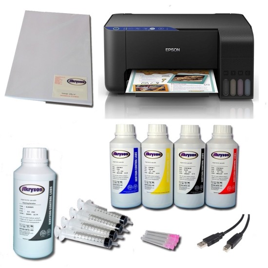 Impresora Epson EcoTank ET-2715 A4 Pack + Tinta Extra Akryson 4x500ml + Papel Foto