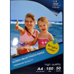 Papel fotográfico brillante A4 Inkjet 180 gramos /m² - 50 hojas