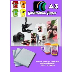 Papel Sublimacion Premium para Epson A3 para Rigidos y Textil Camisetas Gorras Platos Placas Azulejos etc 100 hojas 100gr/m2
