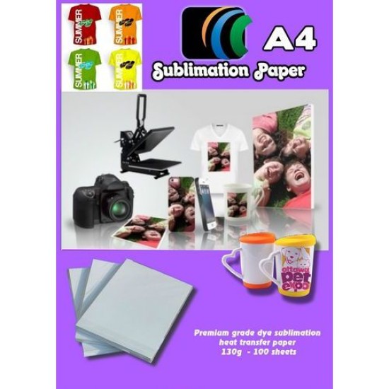 Papel Sublimacion Premium A4 para Rigidos y Textil Camisetas Gorras Platos Placas Azulejos etc 100 hojas 100gr/m2