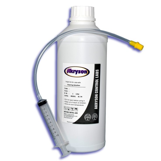 Liquido Limpiador de inyectores Impresora 1 Litro + Jeringa con Adaptador para Limpieza